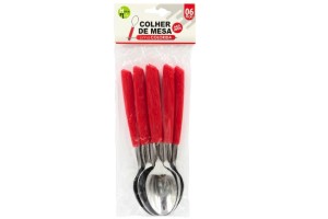 HM336 COLHER MESA CABO PLAST VERMELHA 6 PCS