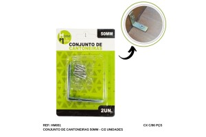 HM651 CONJUNTO DE CANTONEIRA CROMADA 50 X 50 MM