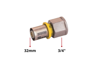 Conector Fêmea Fixo Gás Multicamada 32mm x 3/4