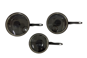 ESMALTE JOGO 03 FRIGIDEIRAS 22/24/26 VERMELHA TAMPA VIDRO