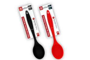 COLHER SILICONE 27 X 6 CM VERM/PRETA